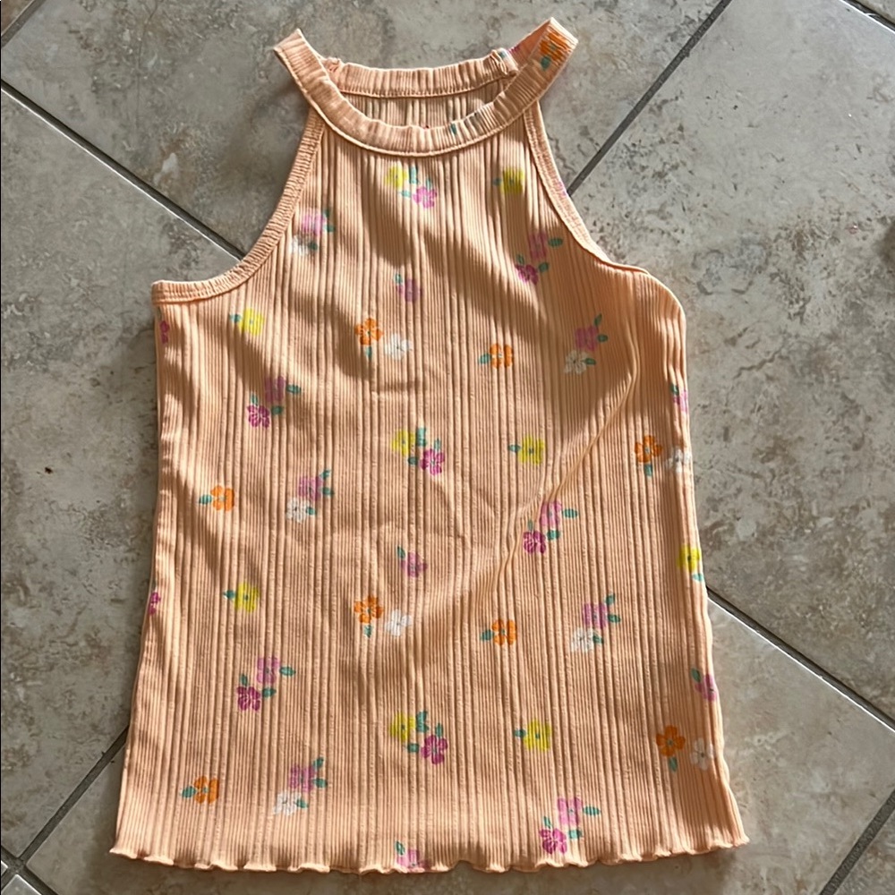 Cat & Jack Orange Pink Ribbed Sleeveless Tank Top